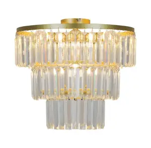Griestu lampa 4concepts Tifanny P17127-4-GD 4xE14 40W zelta ar caurspīdīgiem elementiem