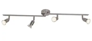 Surfaced lighting spot Brilliant Loona GU10, round nickel, 4×LED, 3000K, 1000 lm