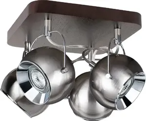 Griestu virsmas lampa SPOT Light BALL WOOD 5131476 — hroma apdare ar bērza koka elementu