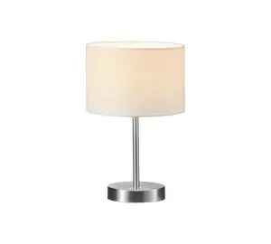 Table lamp TRIO Hotel E14 Nickel/White, fabric shade, metal base, 1×E14 up to 40W, 320 mm high