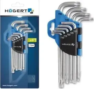 Torx key set 9 pcs Högert Technik HT1W814 — 9-piece Torx hex key set