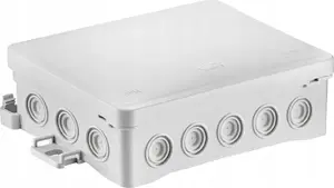 Накладная распределительная коробка Simet FASTBOX&HOOK NS9 90×40×135 мм с интегрированной вводной гильзой, самозакрывающаяся, безгалогеновая, IP54, серая