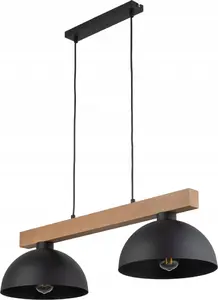 Pakaramā lampa TKKRYWULT Oslo 4711 — kulons 2x15W E27, melna ar koka akcentiem