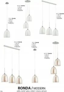 Pakaramā lampa Alfac Alfa Ronda 9121 — 1x60W E27, hroms/ambra apdare