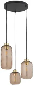 Подвесной светильник TK LIGHTING Pescara 4576 — 3 лампы E27 янтарь/чёрный, макс. 3×15 Вт