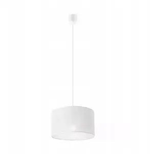 Подвесной светильник LAMKUR Vivian 48604 — 1x60W E27 с круглым тканевым абажуром, белый