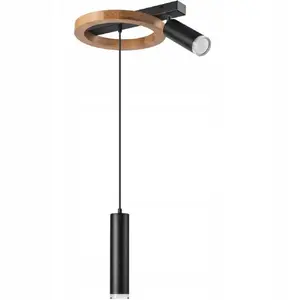 Потолочный светильник LAMKUR Otis 49090 1xE27 15W и 1xG9 5W, дуб/черный