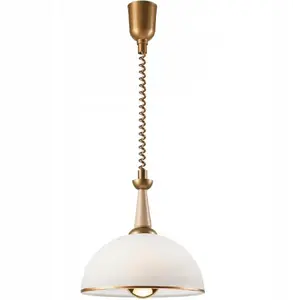 Подвесной светильник LAMKUR Chiara 50058, 1x60W E27, золотистый с деревянными элементами