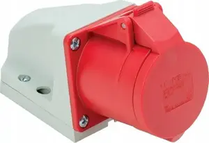 Surface-mounted fixed industrial power socket PCESP 32A 5P 400V IP44 PCE 125-6k small enclosure red