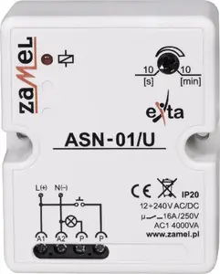Таймер для лестничного освещения ZAMEL ASN-01/U 12–240V AC/DC, DIN-установка автоматический контроллер