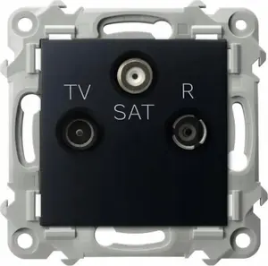 Розетка RTV-SAT Ospel Szafir GPA-ZS/m/33 оконечная, чёрный металлик