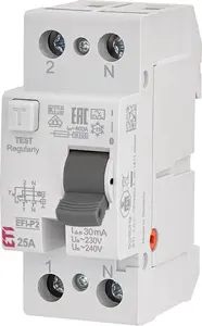 Residual Current Circuit Breaker (RCCB) 2P 25A 30mA Eti-Polam EFI-P2 A 25/0.03 (002061111)