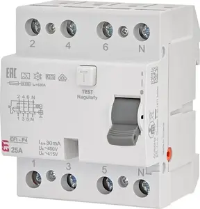 Устройство защитного отключения 4P 25A 30mA Eti-Polam EFI-P4 A 25/0.03 (MPN 002061511)