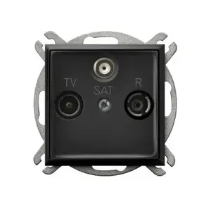 Розетка Ospel GPA-US/m/33, чёрная, IP20, 71×71×38 мм