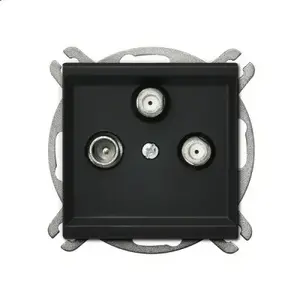 Socket outlet Ospel GPA-R2S/m/33, black, IP20, 71×71×35 mm
