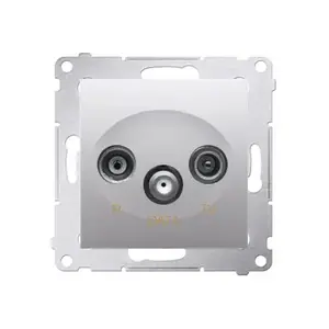 Розетка Kontakt-Simon DAD.01/43, серебристая, пластиковый корпус, IP20, 75×75×41 мм