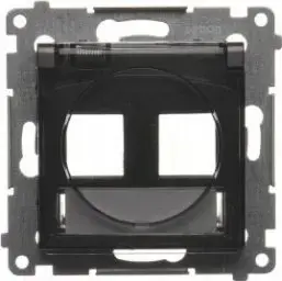 Cover for telecommunication sockets Kontakt-Simon DKP2B.01/48A IP44 flat double with transparent-label flap anthracite