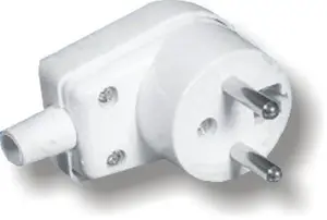 Угловая вилка с заземлением ELEKTROPLAST WB-6 10/16 A, белая (модель 3300-00)
