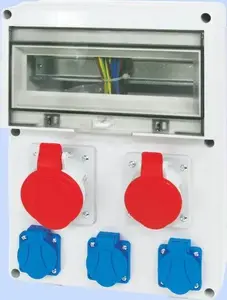 Распределительный щиток Elektromet RSE-04 на 12 модулей с 1x16A 5P 400V, 1x32A 5P 400V, 3x16A 2P+Z IP54