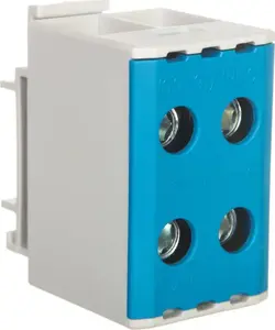 Terminal block MOREK MAA2050B10 AL/CU threaded rail connector 1.5–50 mm² TS35 1‑pole 4‑hole blue