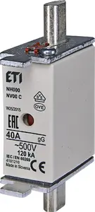 Накладная вставка предохранителя KOMBI NH00C 40A gG/gL 500V от Eti-Polam WT-00C
