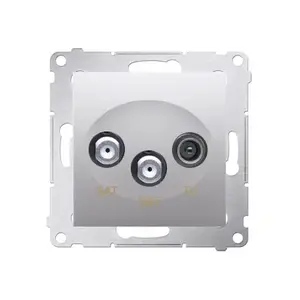Розетка Kontakt-Simon DASK2.01/43, серебристая, пластиковый корпус, IP20, 75×75×41 мм