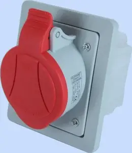 Electrical recessed angled socket with frame Elektromet GSP-32/5 5P 32A 400V (red)