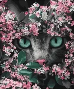 Diamond Mosaic Kit Norimpex Szmaragdowe Spojrzenie 30x40 cm - diamond painting canvas art