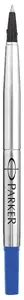 Refill for Parker ballpoint pen, Medium tip, blue ink, single refill, blue and silver