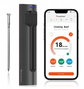 Кухонный термометр для мяса Retoo Meatmeet S Pro с Bluetooth и приложением для гриля, духовки, коптильни — серый