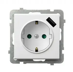 Розетка Ospel GP-1RSPUSB/m/00 — 16 A, USB, IP20, 73×73×53 мм, белая