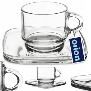 Glass coffee cup with saucer LAV 75 ml set of 6, model 129671