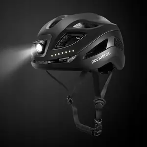 Velosipēda ķivere Rockbros ZK-077 ar integrētu daudzvirzienu apgaismojumu, 57–61 cm, melna