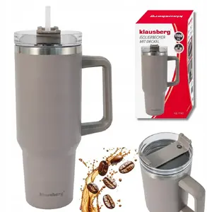 Termokrūze Klausberg KB-7943 1100 ml ar salmiņu auto lietošanai, pelēka