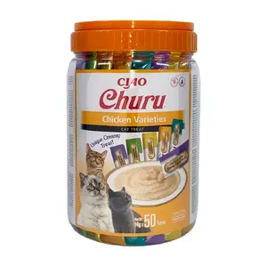 Kaķu gardumi INABA Churu Varieties Chicken pasta — 50 x 14 g, mitrums 88%, olbaltumvielas 8,5%