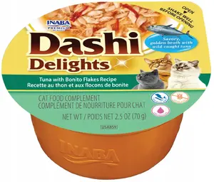 Mitrs kaķu barība INABA Dashi Delights Tuncis ar bonito, 70 g, bez graudiem, pieaugušiem, jutīgai gremošanai