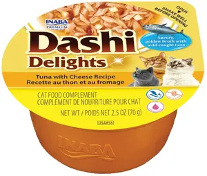 Влажный корм для кошек INABA Dashi Delights тунец с сыром, 70 г, влажность 90%, белок 8%, жир 0,5%