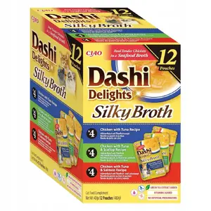 Влажный корм для кошек INABA Dashi Delights Silky Broth Chicken mix, 12×40 г саше, полноценный для взрослых