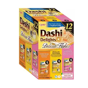 Влажный корм для кошек INABA Dashi Delights Delicate flakes Chicken mix, 12 x 40 г, 86% влаги, 12% белка, без зерна и глютена