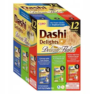 Влажный корм для кошек INABA Dashi Delights Delicate flakes Tuna mix — 12 x 40 г, полноценный для взрослых, 12% белка, 86% влажность