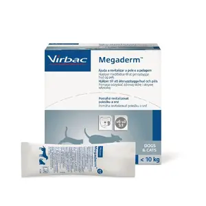 VIRBAC MEGADERM MONO maisiņi 4 ml × 28 — uztura papildinājums ādas atbalstam suņiem un kaķiem