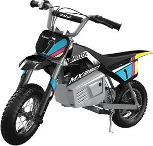 Электрический внедорожный мотоцикл Razor MX350 с наклейками — черный