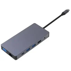 Adapter USB Type-C by extra digital — 2×HDMI, VGA, LAN, 3×USB-A, SD, TF, USB-C PD100W, Aux