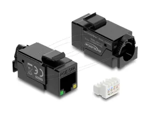 Keystone module DELOCK 86609 — flat RJ-45, black, 16.4×37.5×22 mm