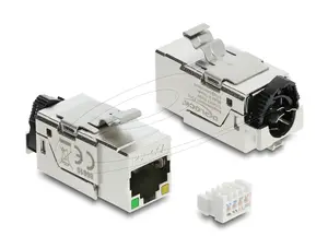 Keystone modulis DELOCK 86610 — plakans nerūsējošā tērauda RJ-45, 16.4×37.5×22 mm