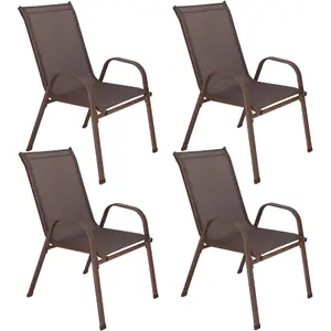Dārza krēsls Springos GF0073 — pulverkrāsots tērauda rāmis, tekstilēna sēdeklis, brūns, max slodze 100 kg, 92×53×72 cm