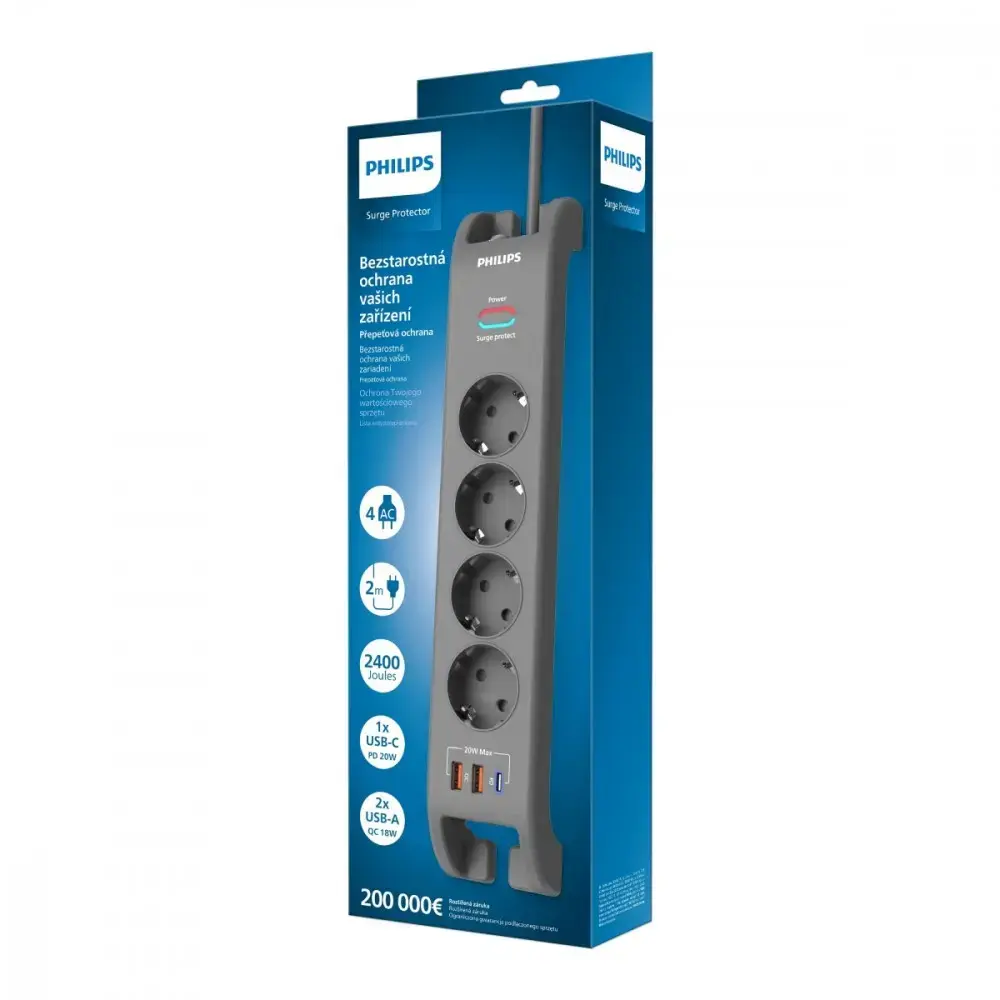 Сетевой фильтр Philips 4 розетки кабель 2 м Photo 2