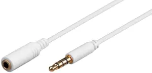 GOOBAY Austiņu un audio pagarinājuma kabelis 4-polu 3,5 mm Slim, 1 m, ar zelta pārklājuma kontaktiem, balts