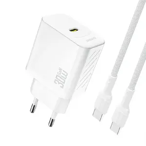Сетевое зарядное устройство Dudao USB-C GaN PD 30W с кабелем USB-C, белое