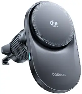 Car magnetic vent mount with fan charger Baseus Qi2.2 — black